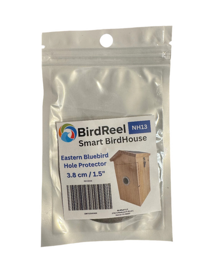 BirdReel Smart Birdhouse packaging with a clear window on a white background